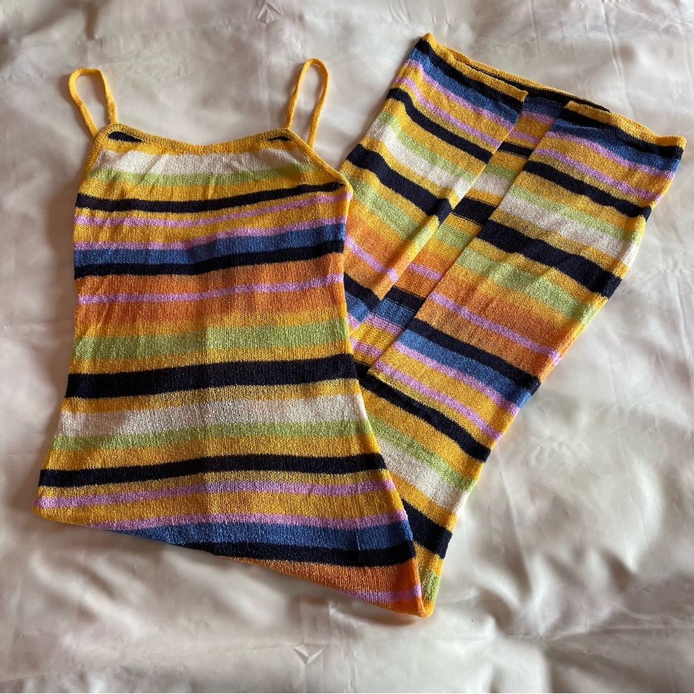 tigermist- ardon maxi dress orange multicolor knit sheer nwt summer beach - Picture 4 of 5